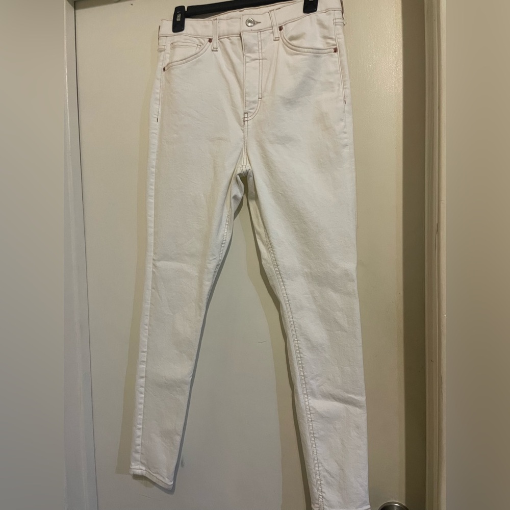 white denim pants topshop size l w 32‎ / 81 cm long - Picture 7 of 15